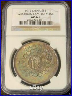 098 Rare high grade 1912 China Republic Szechuan Dollar Y-456 NGC