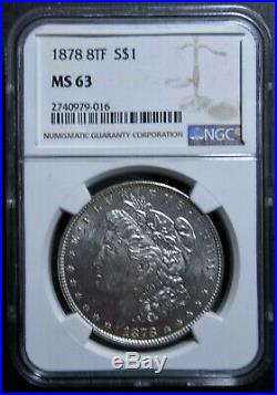 #1 1878 8tf Morgan Silver Dollar Ms63 Ngc