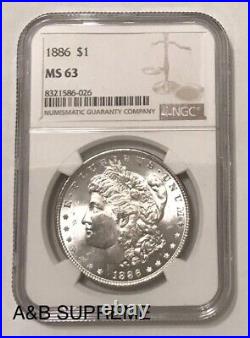 (1) Morgan Dollar NGC MS 63 1878-1904 From OBW Roll CHOICE-GEM Bu Unc 90% Silver