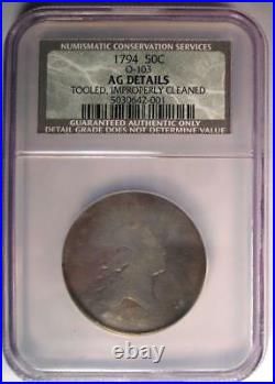 1794 Flowing Hair Bust Half Dollar 50C O-103 NGC AG Details (NCS) Rare Coin