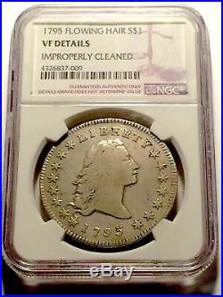1795 Early Flowing Hair Silver Dollar NGC Very Fine ++ George Washington Coin