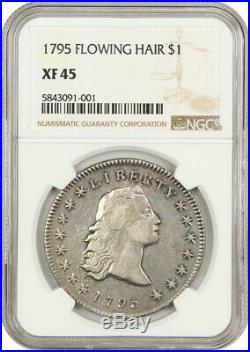 1795 Flowing Hair $1 NGC XF45 (3 Leaves) Bust Silver Dollar Nice Type Coin