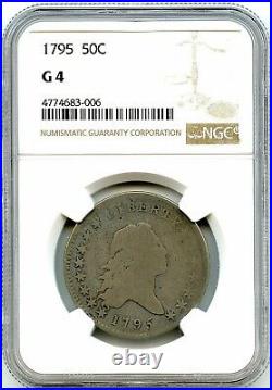 1795 Flowing Hair Liberty Silver Half Dollar, NGC G-04 2 Leaves, Very Nice Coin