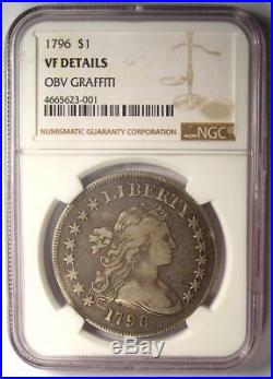 1796 Small Eagle Draped Bust Silver Dollar $1 Coin Certified NGC VF Detail