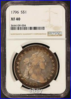 1796 U. S. Draped Bust Small Date Large Let $1 One Dollar Silver Coin NGC XF 40