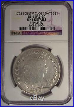 1798 Draped Bust Silver Dollar $1 B-29 BB-119 NGC Fine Details Rare Coin