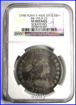 1798 Draped Bust Silver Dollar $1 BB-105 Certified NGC VF Details Rare Coin