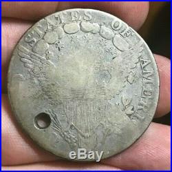 1798 silver dollar BB-125, 4 berries, late die state die crack through C, holed