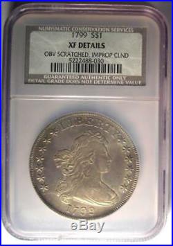 1799 Draped Bust Silver Dollar $1 Certified NGC XF Details (EF) Rare Coin