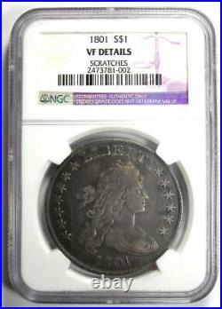 1801 Draped Bust Silver Dollar $1 Coin Certified NGC VF Details Rare
