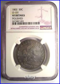 1802 Draped Bust Half Dollar 50C Coin Certified NGC VF Details Rare Date