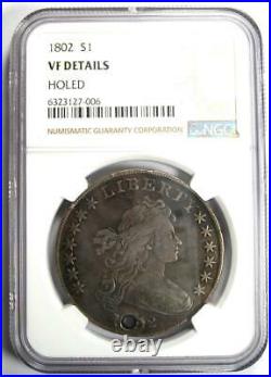 1802 Draped Bust Silver Dollar $1 Coin Certified NGC VF Details (Holed)