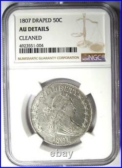 1807 Draped Bust Half Dollar 50C Coin Certified NGC AU Detail Rare Date