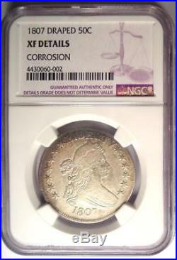 1807 Draped Bust Half Dollar 50C Coin Certified NGC XF Detail Rare Date