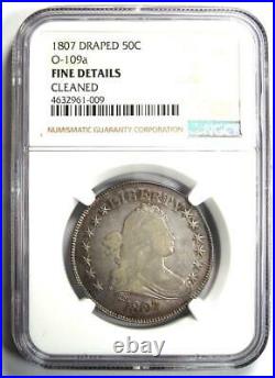 1807 Draped Bust Half Dollar 50C Coin O-109a Certified NGC Fine Details