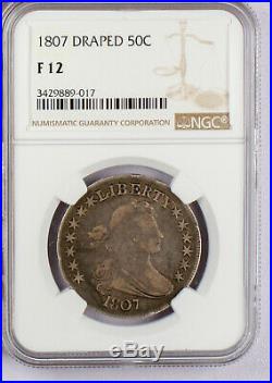 1807 Draped Bust Half Dollar, NGC Fine 12. A fantastic early American Type Coin