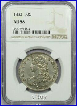 1833 Capped Bust Half Dollar 50C, NGC AU58. About Uncirculated