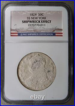 1846 SS New York Shipwreck Recovered 1824 Capped Bust Silver Half Dollar NGC