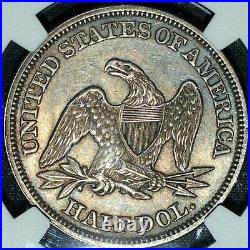 1858-p Seated Liberty Half Dollar Ngc Ms-60 50c Silver Unc L@@k Trusted