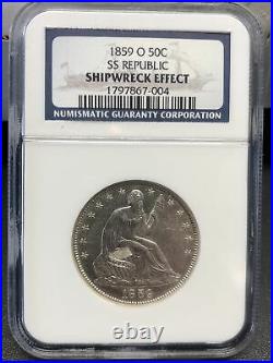 1859-O NGC Shipwreck SS Republic Seated Liberty Half Dollar 50c US Coin