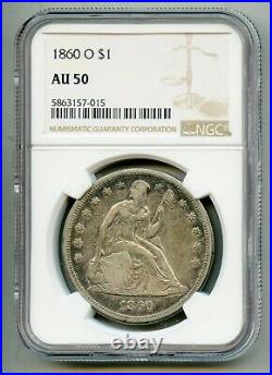 1860 O Seated Liberty Silver Dollar NGC AU 50