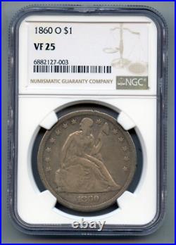 1860 O Seated Liberty Silver Dollar NGC VF 25