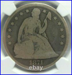 1871 P US Seated Liberty with Motto 90% Silver $1 One Dollar NGC G 4 H3089