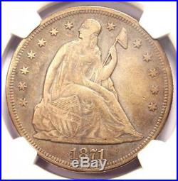 1871 Seated Liberty Silver Dollar $1 NGC VF Details Rare Certified Coin