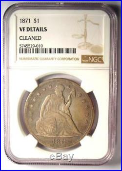 1871 Seated Liberty Silver Dollar $1 NGC VF Details Rare Certified Coin