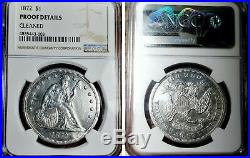 1872 $1 Proof Liberty Seated Dollar NGC Proof Details Cleaned #S15
