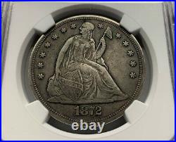 1872 CC Silver Dollar, Liberty Seated Dollar, $1 NGC XF Details Cleaned