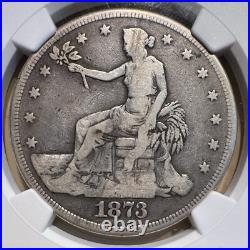 1873 Trade Dollar NGC VG-10 Silver Nice Surfaces Low Mintage Underrated Date 1873 Trade Dollar NGC VG-10 Silver Nice Surfaces Low Mintage Underrated Date