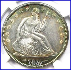 1874 Arrows Seated Liberty Half Dollar 50C Rainbow Tone Coin NGC AU Details