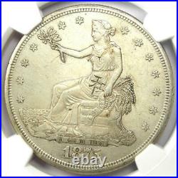 1875-S Trade Silver Dollar T$1 Coin Certified NGC AU Details with Chop Marks
