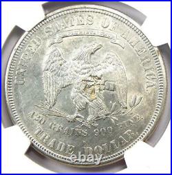 1876-S Trade Silver Dollar T$1 Coin Certified NGC AU Details with Chop Marks