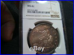 1877-S Silver Trade Dollar NGC MS61 Looks Great with target tones, Must See