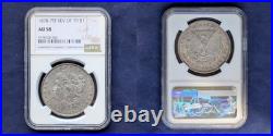 1878 $1 7 TF Tail Feathers Reverse of 1879 Silver Dollar NGC AU58. AM