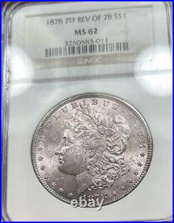 1878 7TF Morgan Silver Dollar NGC MS62 Light Pink Tone Obv