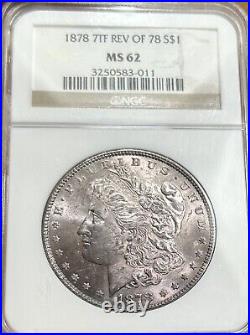 1878 7TF Morgan Silver Dollar NGC MS62 Light Pink Tone Obv