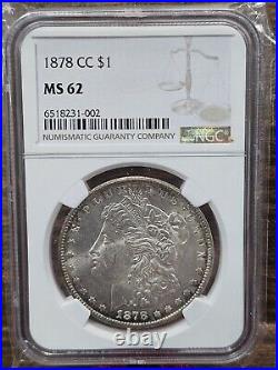 1878-CC Carson City $1 Morgan Silver Dollar MS62 NGC Cert# 6518231-002