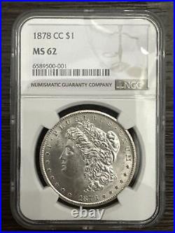 1878- CC MORGAN SILVER DOLLAR $1 NGC MS62 Wow Immaculate Bright White Coin
