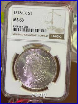 1878-CC Morgan Silver Dollar NGC MS63. Carson City Mint Classic Beauty