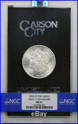 1878-CC VAM-11 Morgan Dollar Silver $1 MS 61 NGC GSA Hoard Box