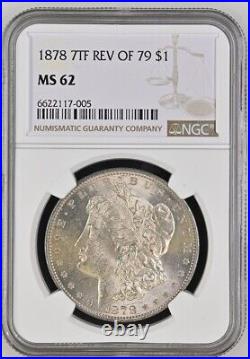 1878-P 7TF Rev 79 Morgan Silver Dollar NGC MS62