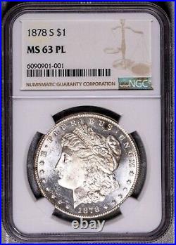 1878-S $1 Silver Morgan Dollar MS 63 PL NGC # 6090901-001 + Bonus