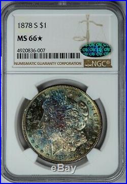 1878-S Morgan NGC MS66Star CAC-Verified Silver Dollar with Colorful Toning