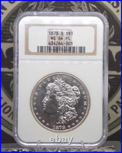1878 S Morgan SILVER Dollar $1 NGC MS64 PL PROOF LIKE Unc BU ECC&C, Inc