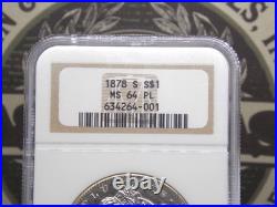 1878 S Morgan SILVER Dollar $1 NGC MS64 PL PROOF LIKE Unc BU ECC&C, Inc