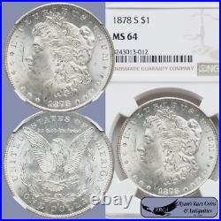 1878 S Morgan Silver Dollar, NGC MS64, Bright White & Frosty, Excellent, C8064 1878 S Morgan Silver Dollar, NGC MS64, Bright White & Frosty, Excellent, C8064