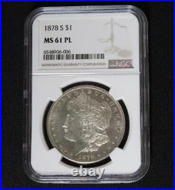 1878 S Proof Like Morgan Silver Dollar Coin Graded NGC MS61PL Vam 34 PL Mirrors